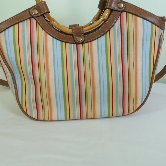 Vintage Relic Canvas Faux Bamboo Handles Haute Hippie BoHo Chic Retro Mod GoGo - Picture 4 of 11